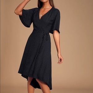 Farah Black Print Midi Wrap Dress XL